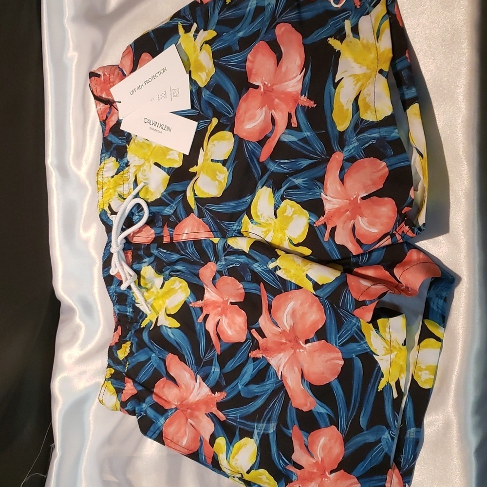 Calvin Klein Swim Trunks, Tropical Hibiscus Pattern